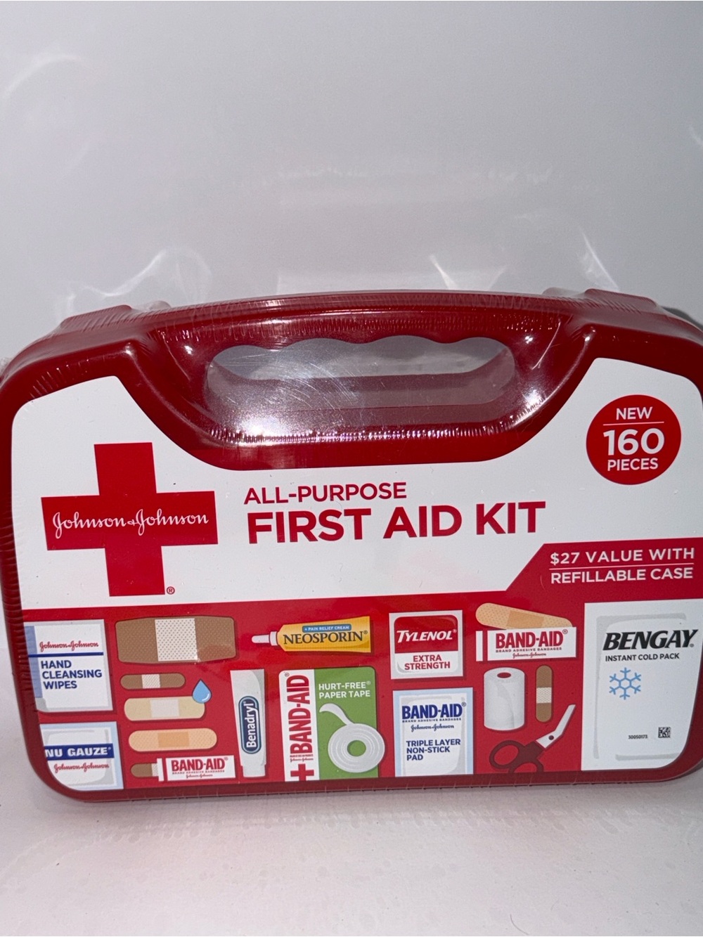 Johnson & Johnson 160 Pc First Aid Kit | Emergency Medical Travel Home Car Kit